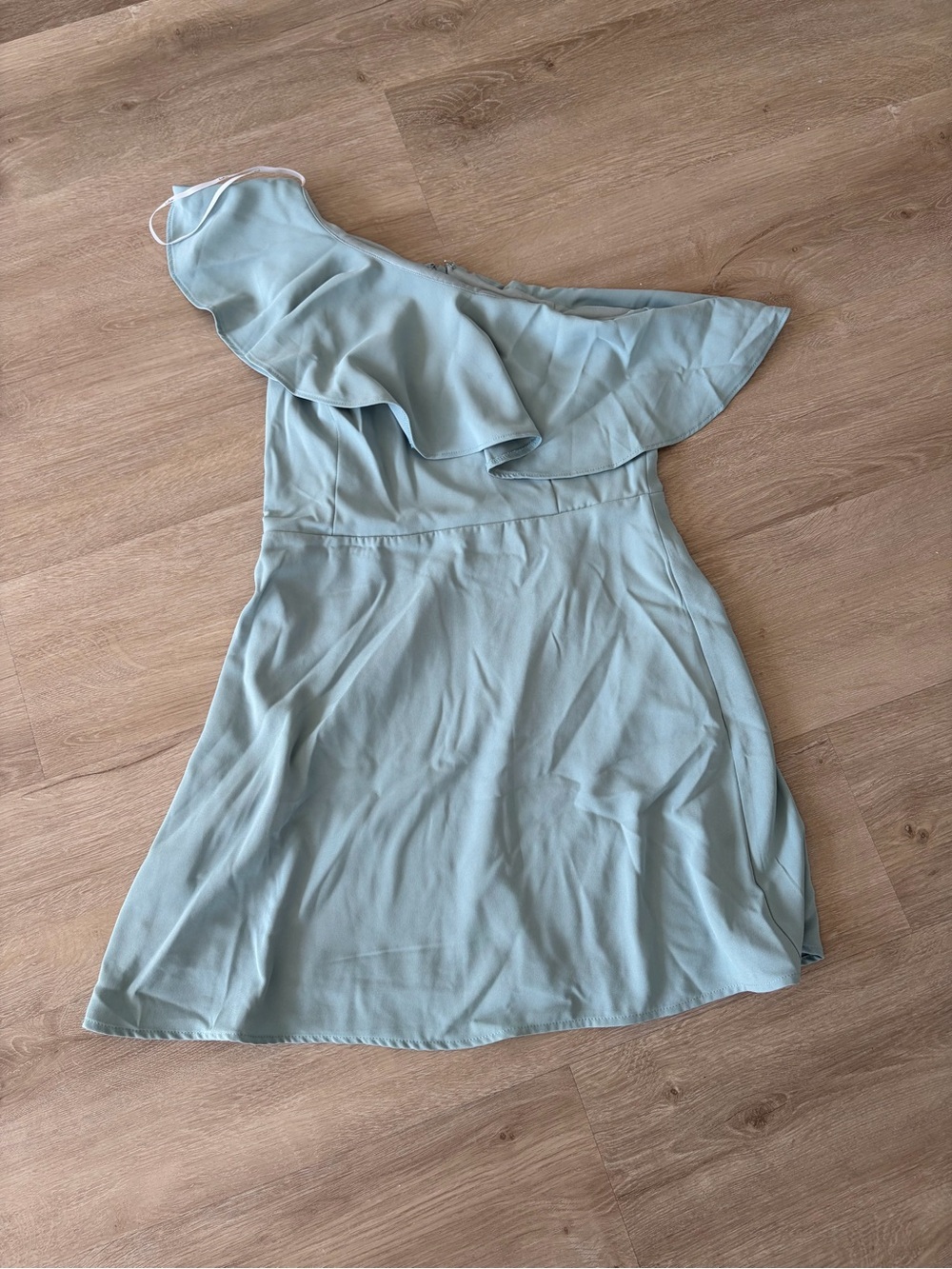 Lulu's One-Shoulder Ruffle Dress in Pale Blue